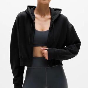 Athleta Forever Fleece Zip Up Cropped Hoodie